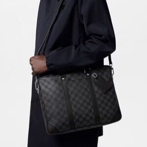 Authentic Louis Vuitton Damier Graphite Porte Document Voyage Briefcase Mens